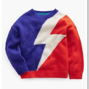 Mini Boden Kids' Lightning Bolt Colorblock Crewneck Sweater, size 4-5y